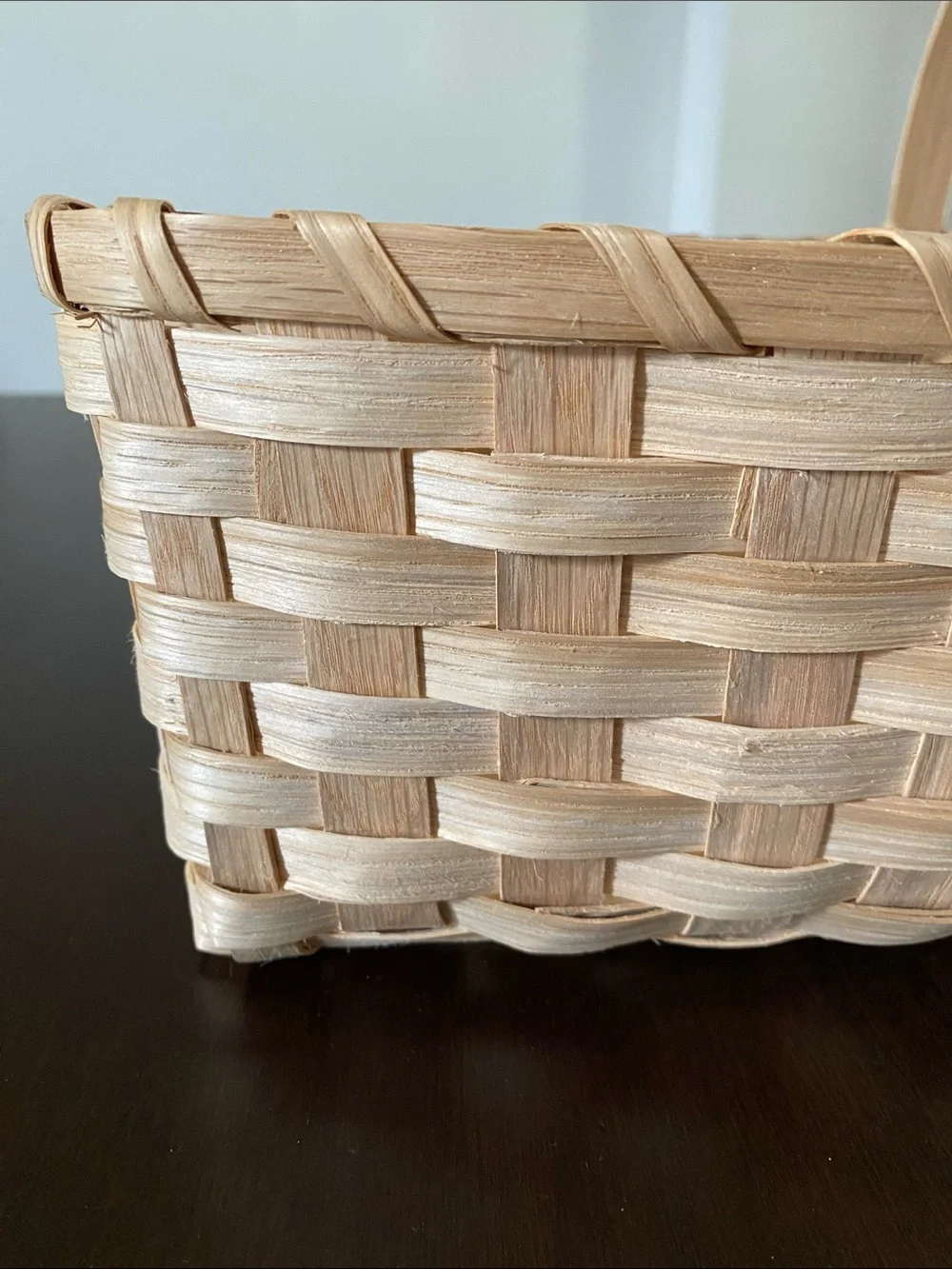Handwoven Rectangular Handle Basket in Light Tan 21
